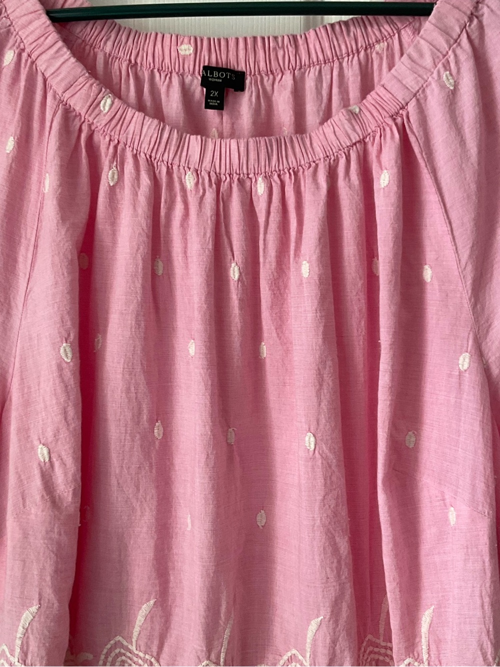 Talbots Pink Eyelet Appliqué Top Size 2X Like New - Picture 5 of 9